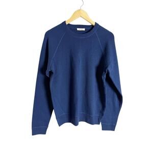 AYR The Two-a-Days Navy Blue Merino Wool Crewneck Pullover Sweater Size Small